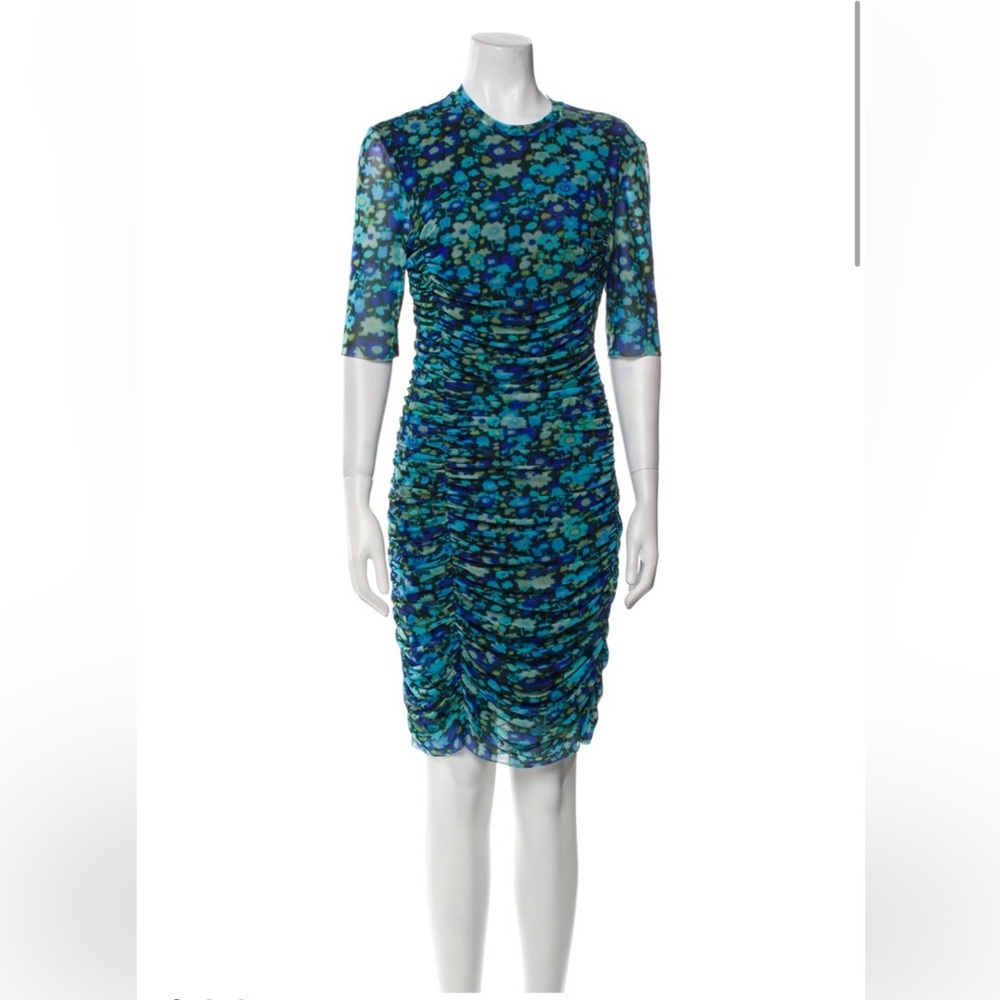 Ganni Ruched Printed Dress